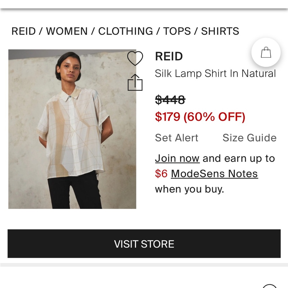 Billy Reid Silk Lamp Blouse, women’s M/L. Fits 6-10.